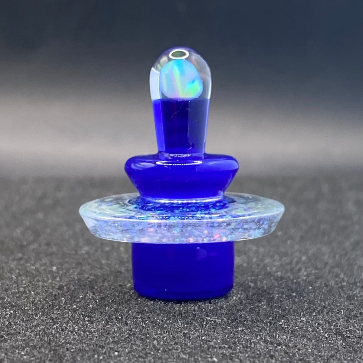 Fortunate Glass - Trillion Blue Crushed Opal Slurper/Blender Plug Cap