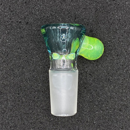 Brian Sheridan - 18mm 3-Hole Glass Bowl Slide - Glacier Blue / Sunset Slyme