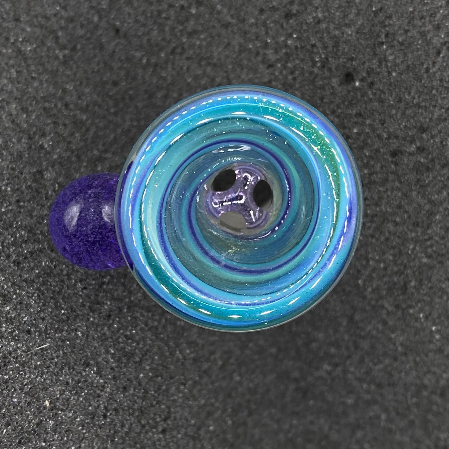 Brian Sheridan - 18mm 3-Hole Glass Bowl Slide - Dragons Eye Swirl / Purple Lollipop