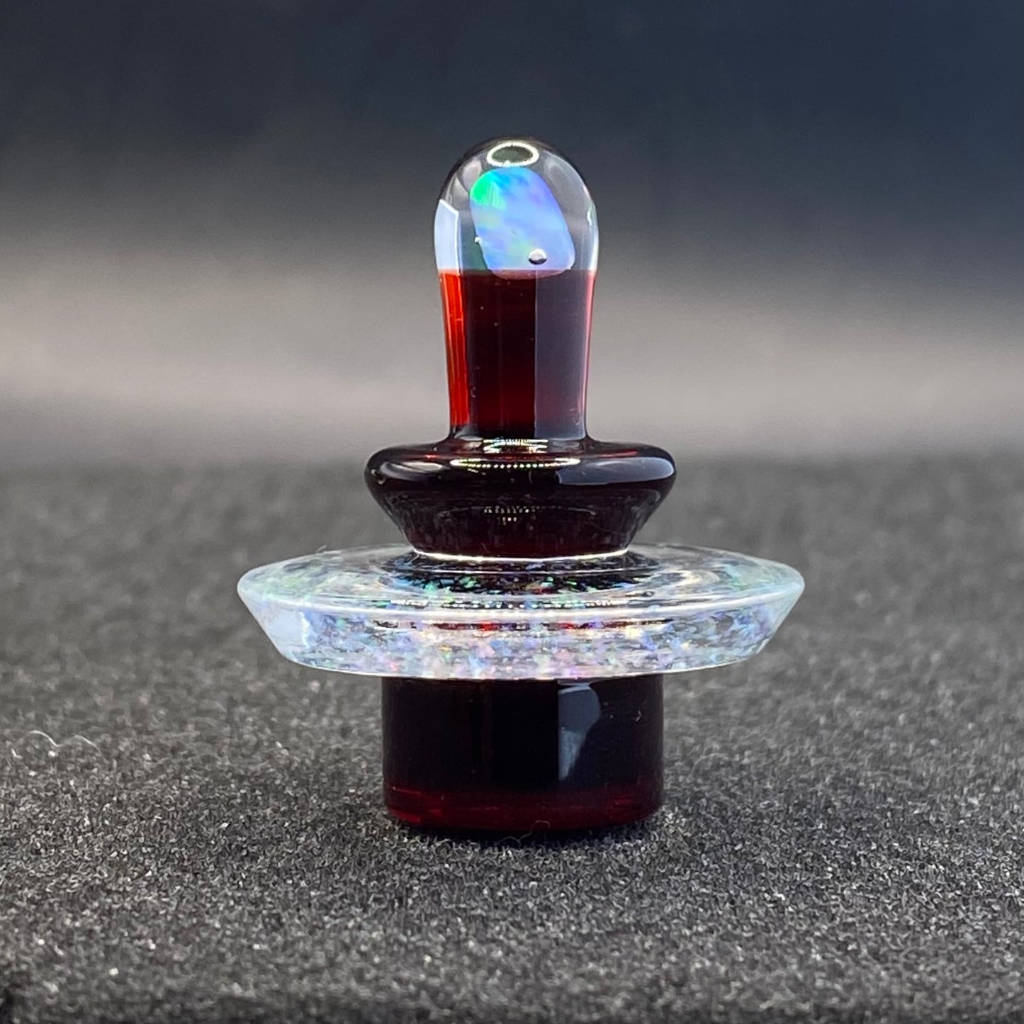 Fortunate Glass - Red Elvis Crushed Opal Slurper/Blender Plug Cap