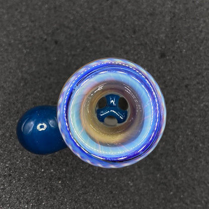 Brian Sheridan - 18mm 3-Hole Glass Bowl Slide - DBI Amber Purple / Peacock
