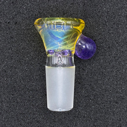 Brian Sheridan - 18mm 3-Hole Glass Bowl Slide - NS Yellow / Purple Lollipop