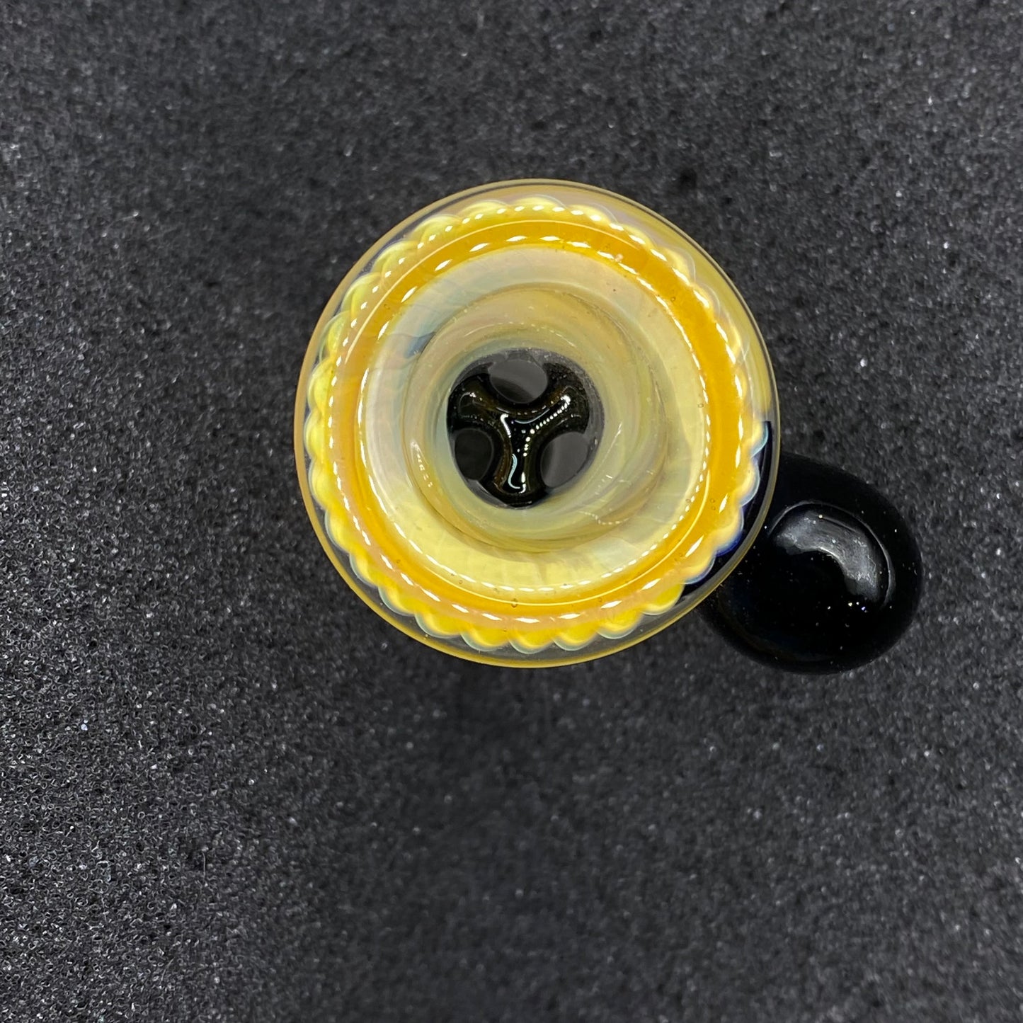 Brian Sheridan - 18mm 3-Hole Glass Bowl Slide - Yellow Elvis / Galaxy